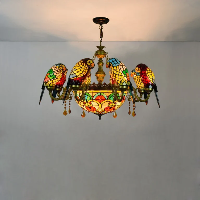 Art Deco Tifanny Parrot Designer Lustre Chandelier